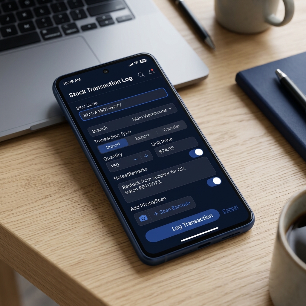 Đồng Bộ Tồn Kho Shopee Google Sheet Nhập Xuất Tồn, Quản Lý Đơn Hàng Tự Động - Giao diện quản lý kho hàng App