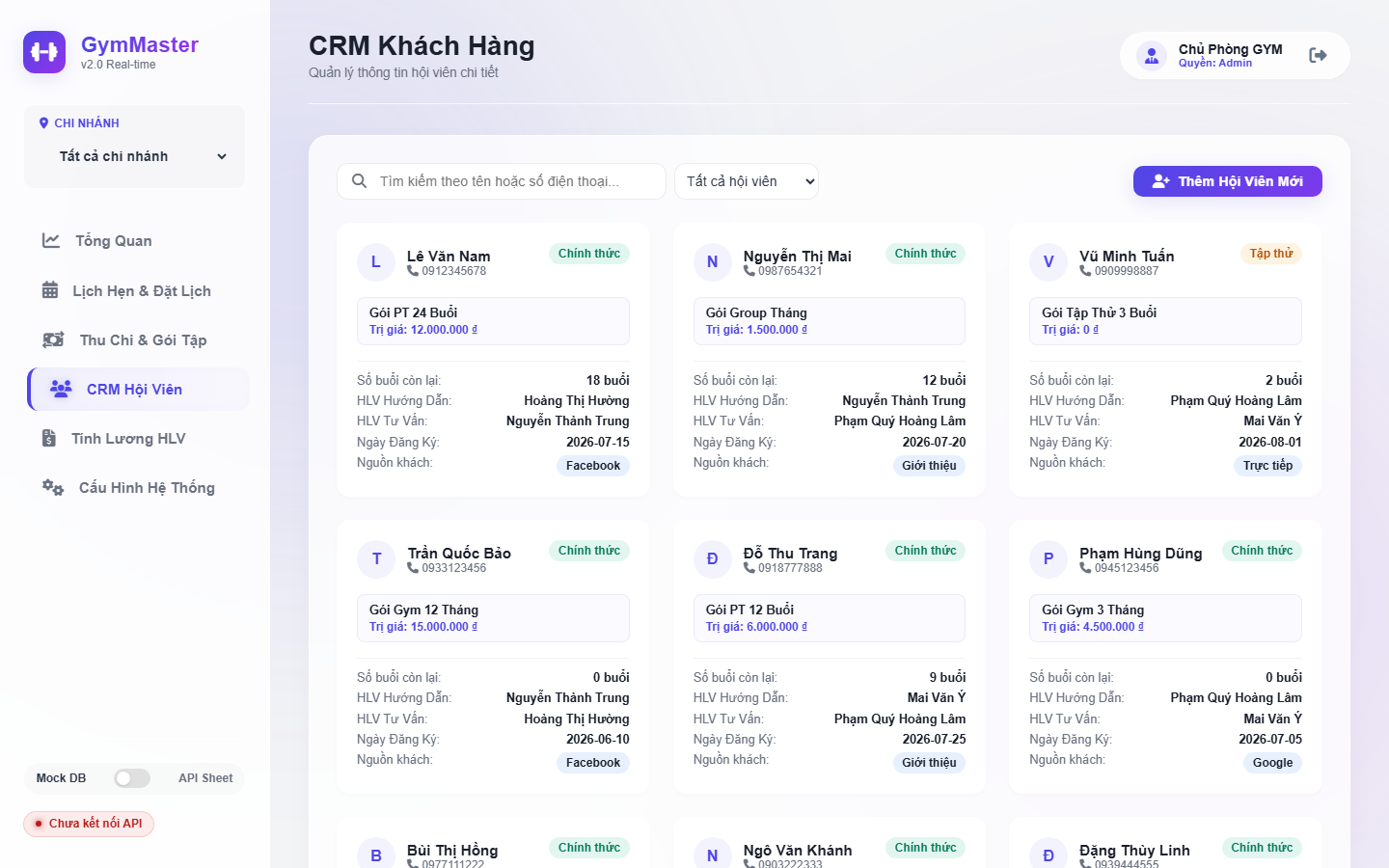 Web App GymMaster quản lý phòng tập demo 7